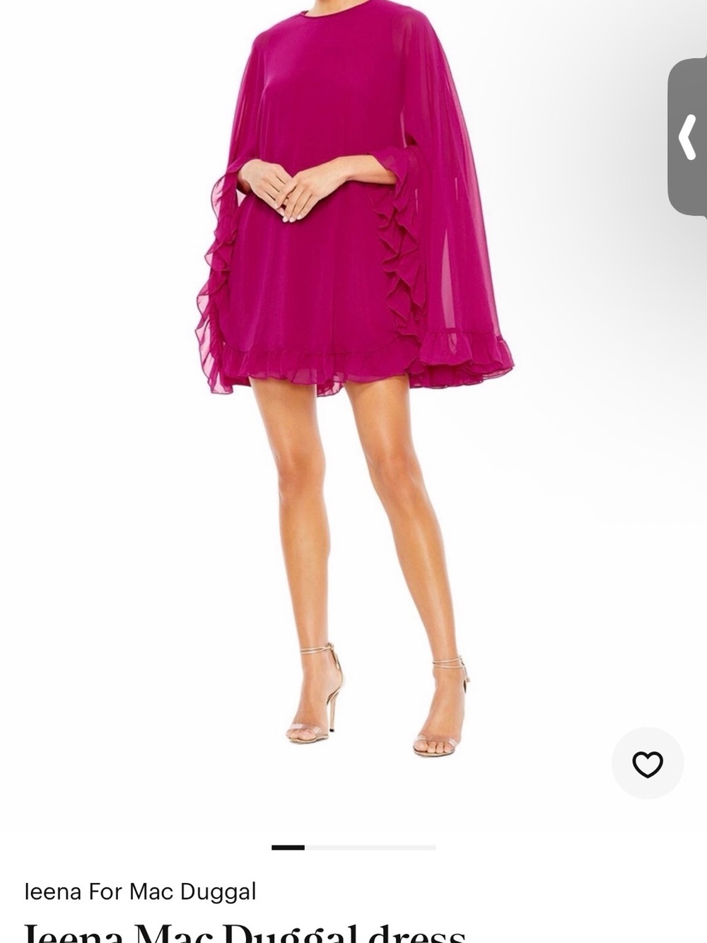 Mac Duggal Fuchsia/Magenta Cape-Sleeve Mini Dress